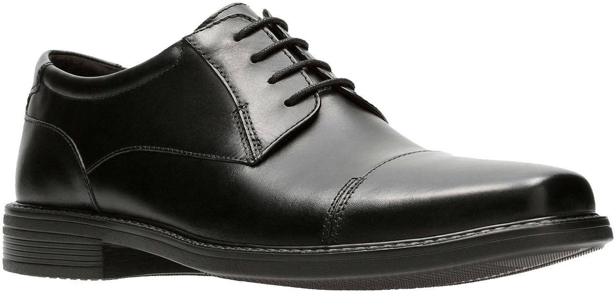 Black Leather Cap Toe Shoes Size 12 Wide H947