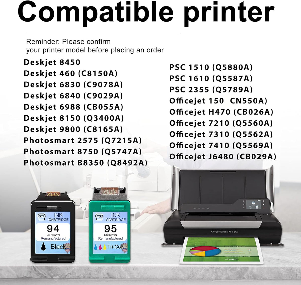 3-Pack Ink Cartridge (2 Black and 1 Tri-Color) Q335