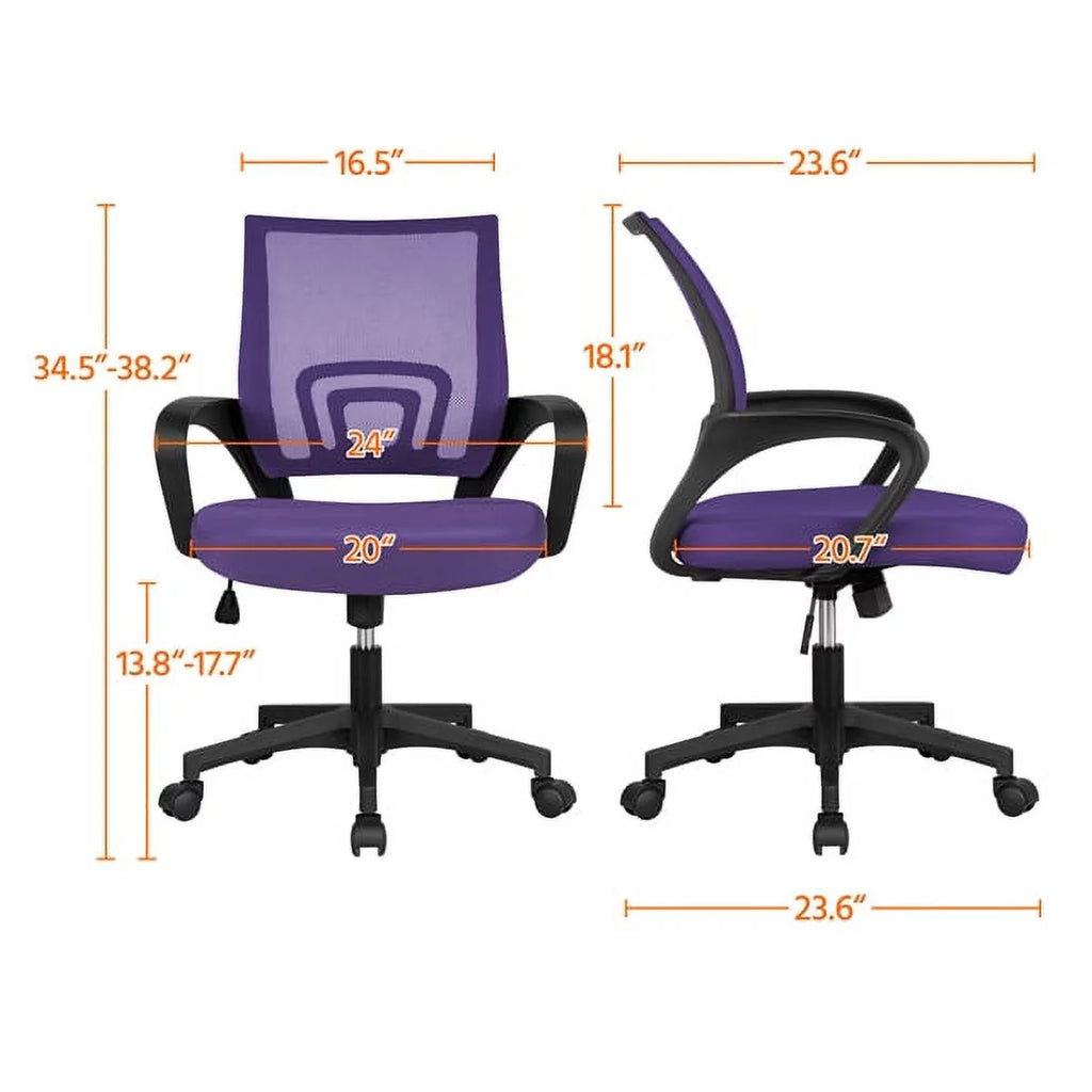 Purple Mesh Swivel Office Chair with Armrests J294753