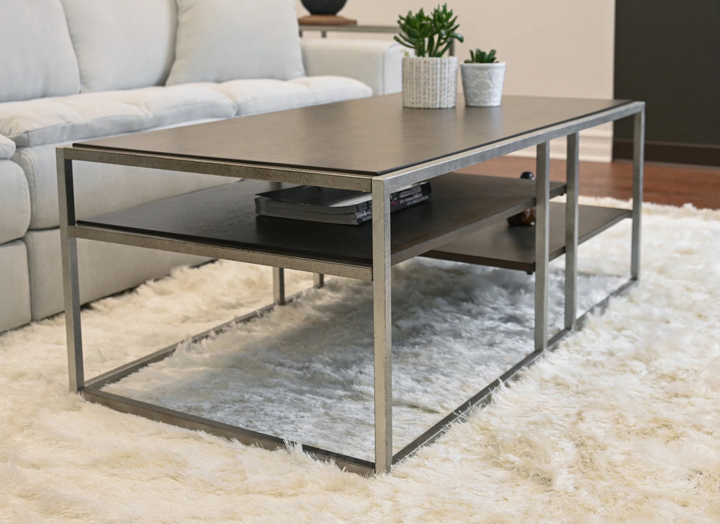 Wood Metal Coffee Table with Shelf A567631