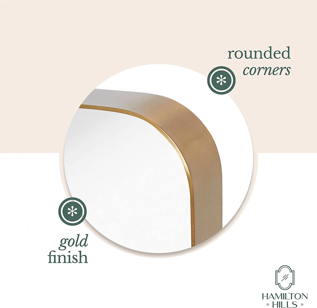 Gold Framed Rounded Corner Wall Mirror 22" x 30" S113