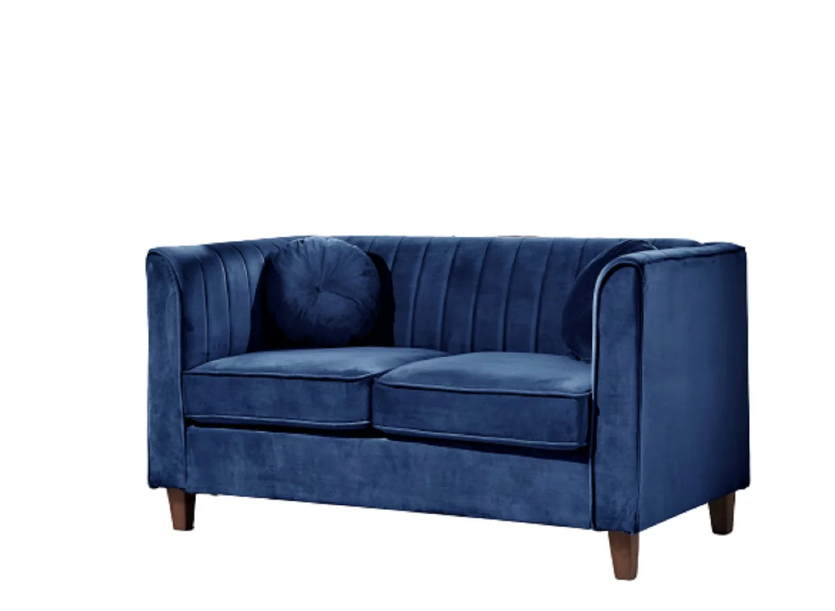 Blue Velvet Rolled Arm Loveseat F673