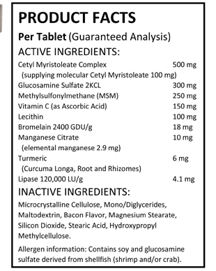 120 Tabs Canine Joint Formula O939