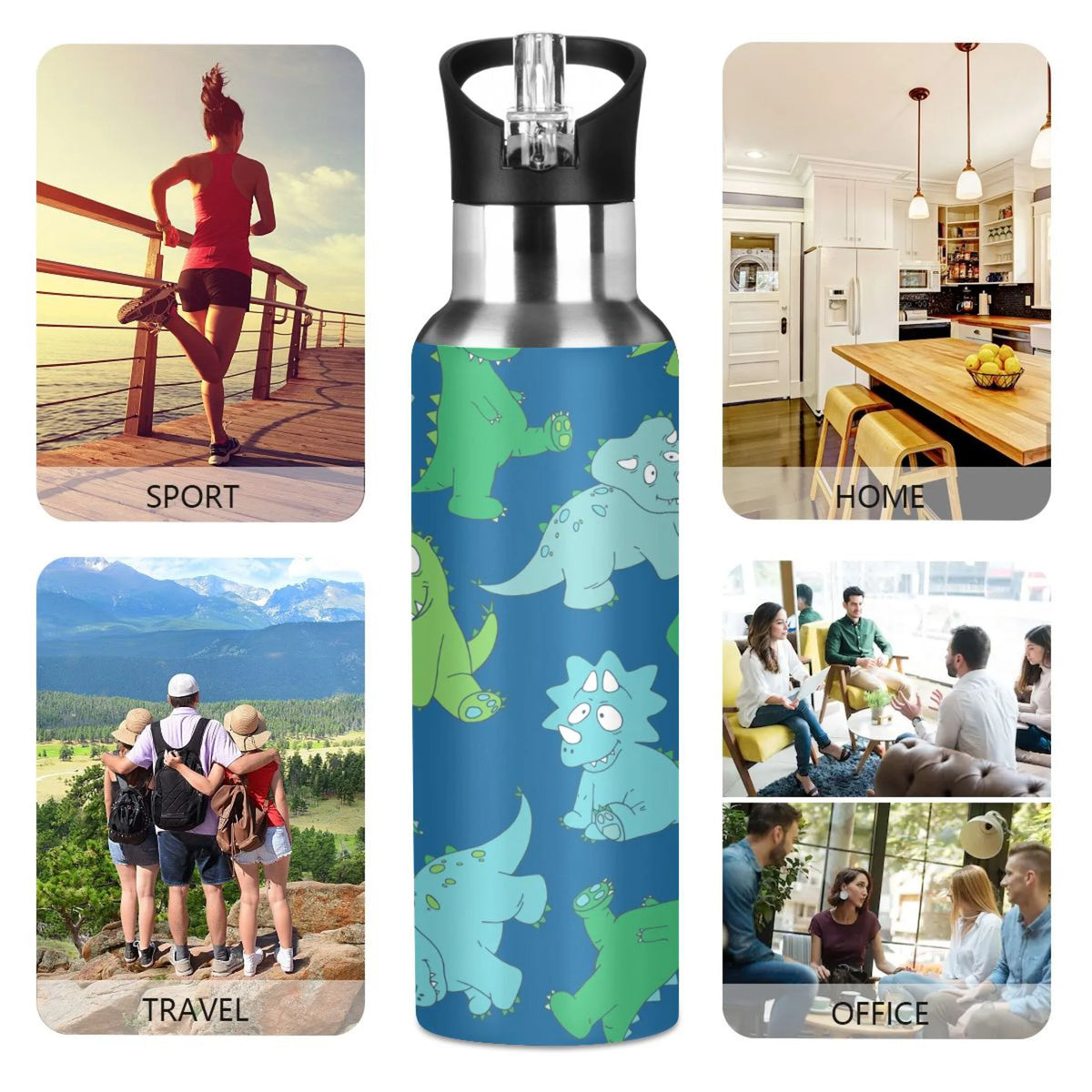 20 OZ Stainless Steel Vacuum Insulated Water Bottle with Straw Lid D42921