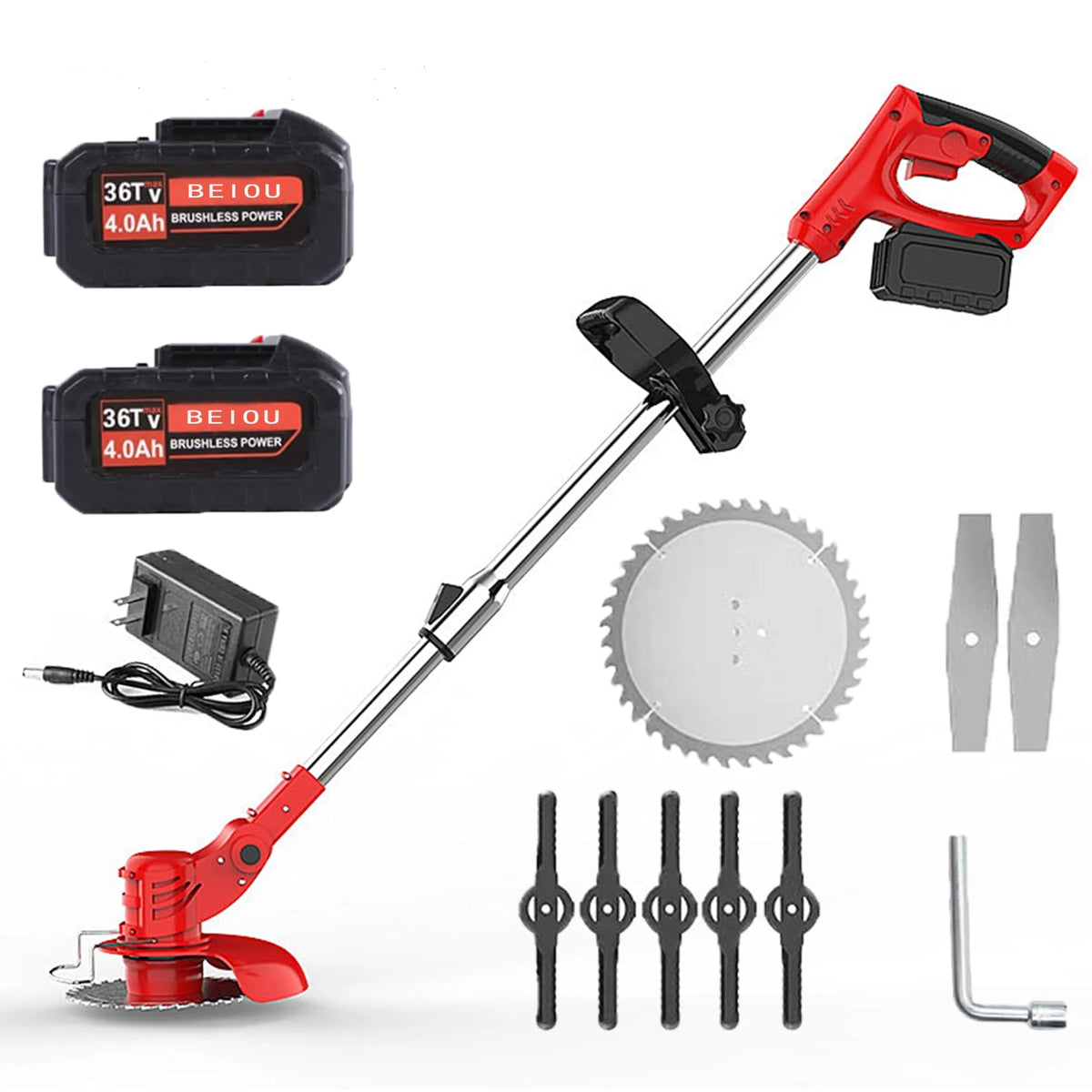 Cordless Electric Grass Trimmer with 3 Types Blades 2 Batteries R341