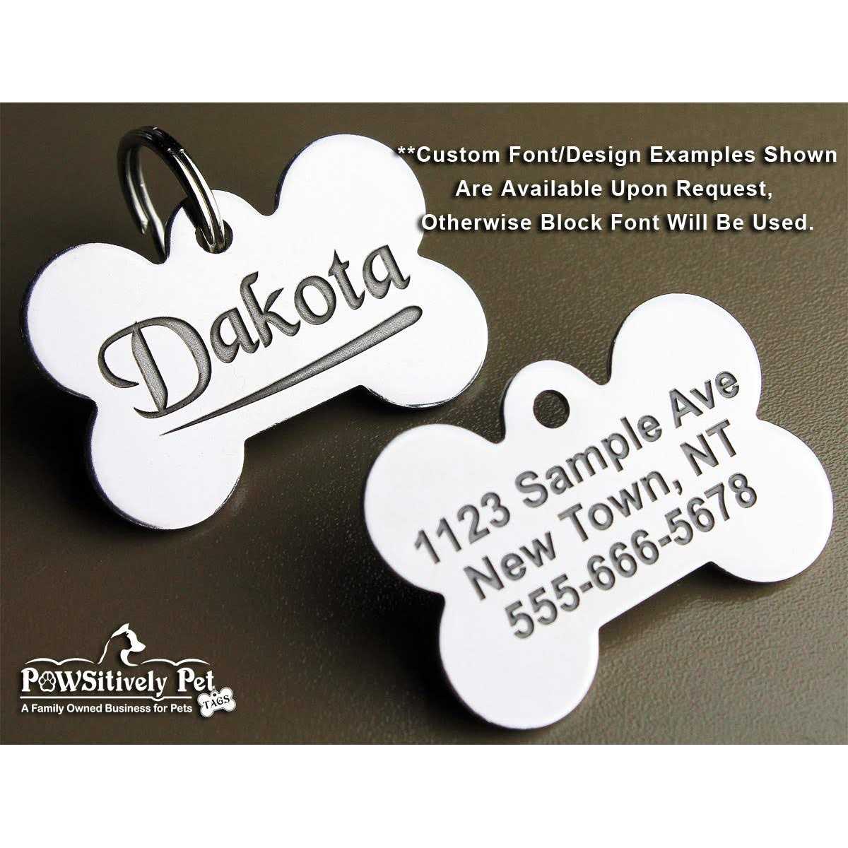 Stainless Steel Custom Deep Engraved Pet ID Tags J1406