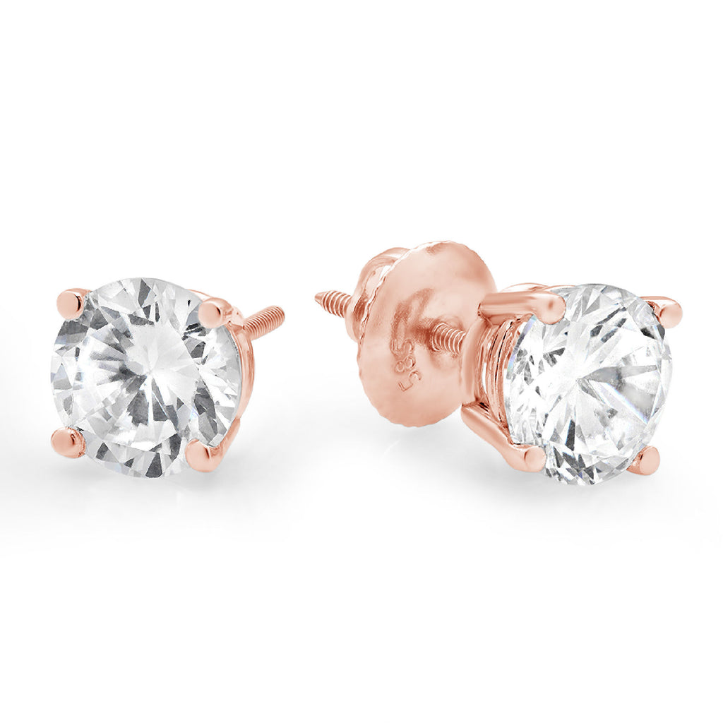 18K Rose Gold Diamond Stud Earrings N5618