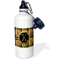 Faux Gold and Wood Grain Monogram Letter K Water Bottle, 21-ounce R18704