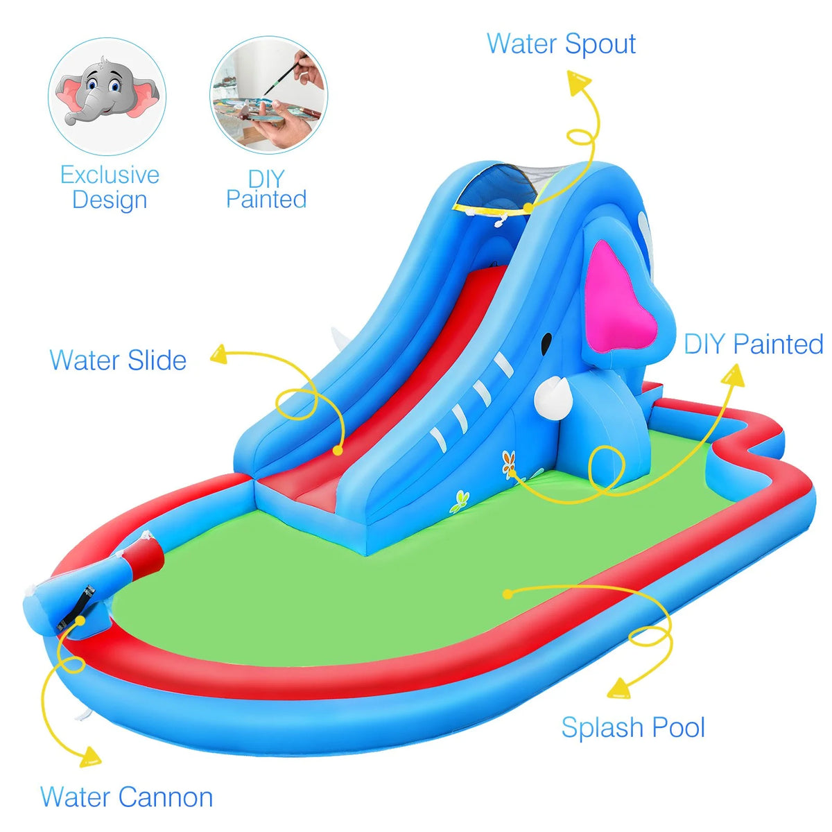 Inflatable Waterslide Bounce House with Splash Pool A265127