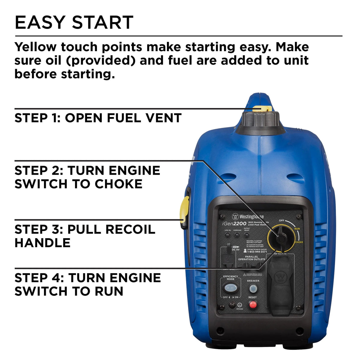 2200 Peak Watt Portable Gas Inverter Generator E862
