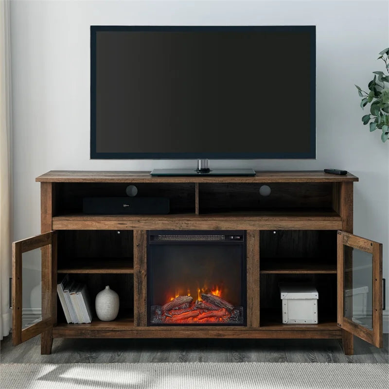 58" MDF Glass Wood TV Stand L39144