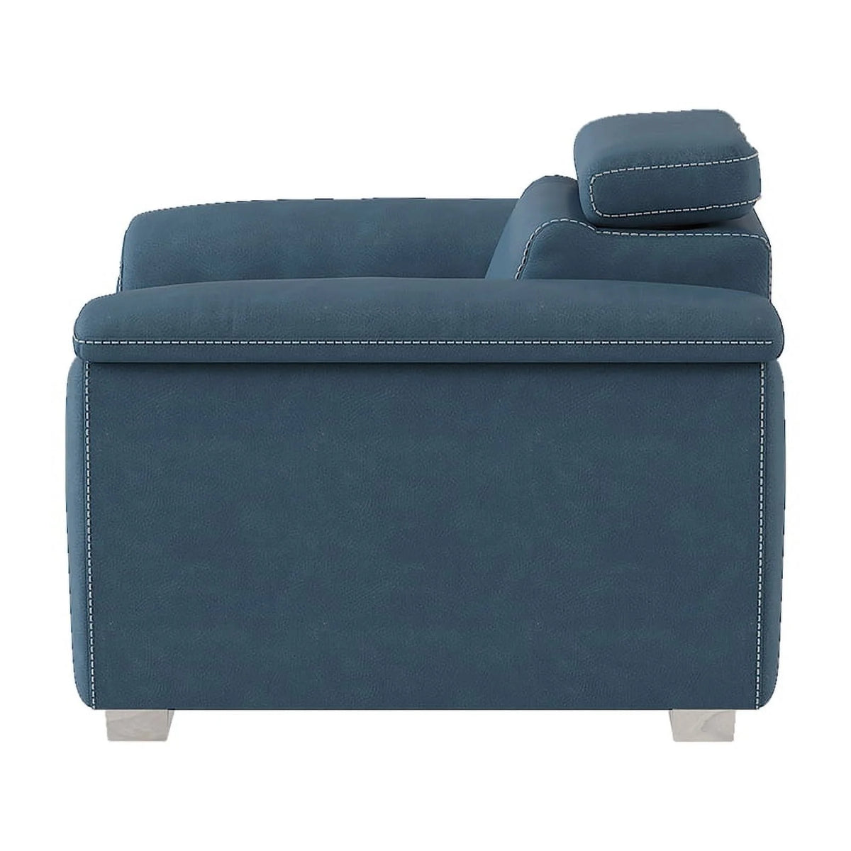 Blue Microfiber Accent Chair with Pull Out Ottoman K123221