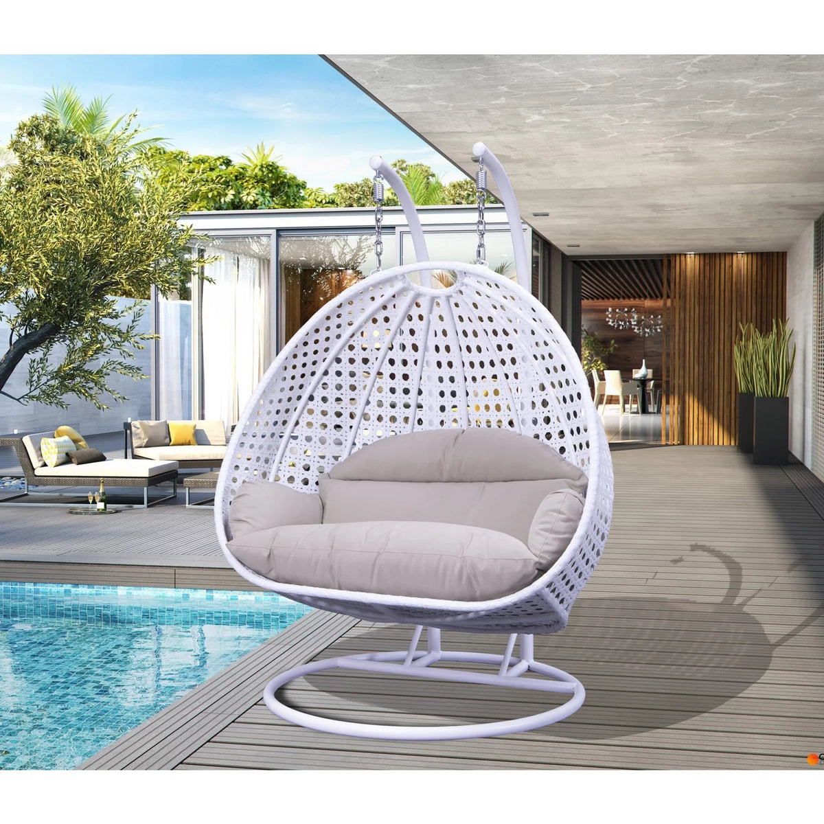 7-Piece Outdoor Patio Conversation Set with Coffee Table & Blue Cushions W519006