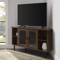 Slate Grey 58 Inch Wood and Glass TV Stand with 2 Cabinet Doors Y162