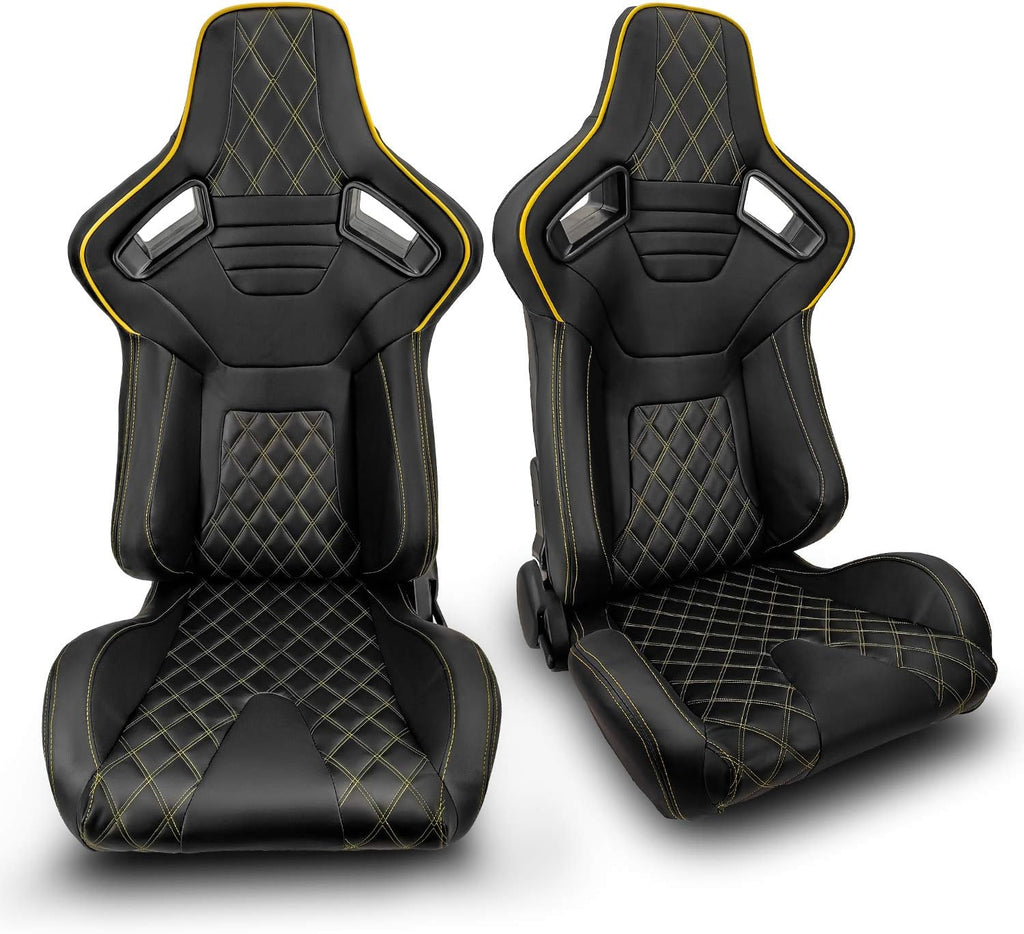 1 Pair Black PVC Racing Bucket Seats Q98992