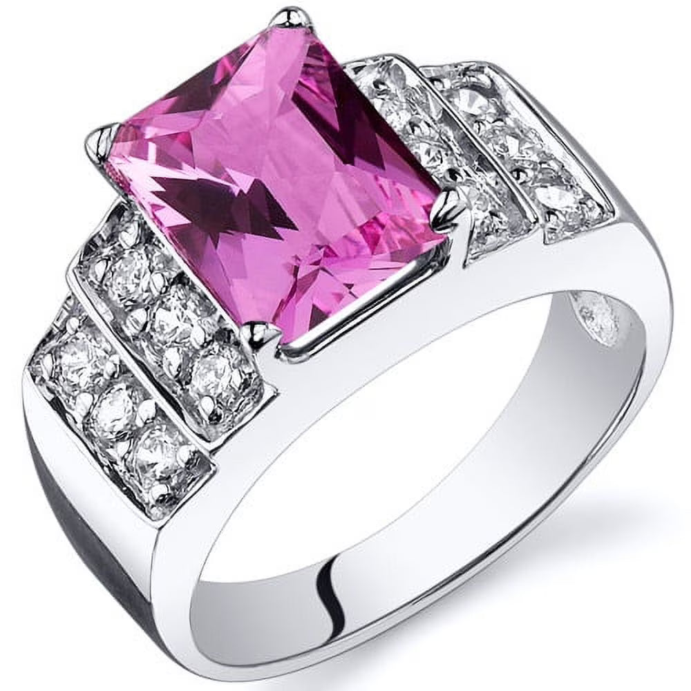 Pink Created Sapphire Ring in Sterling Silver A22073