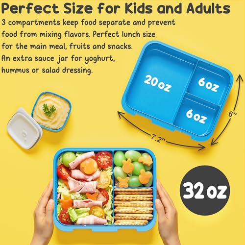 Bento Lunch Box with 3 Compartments, Water Bottle, Lunch Bag, Ice Pack Set L7229