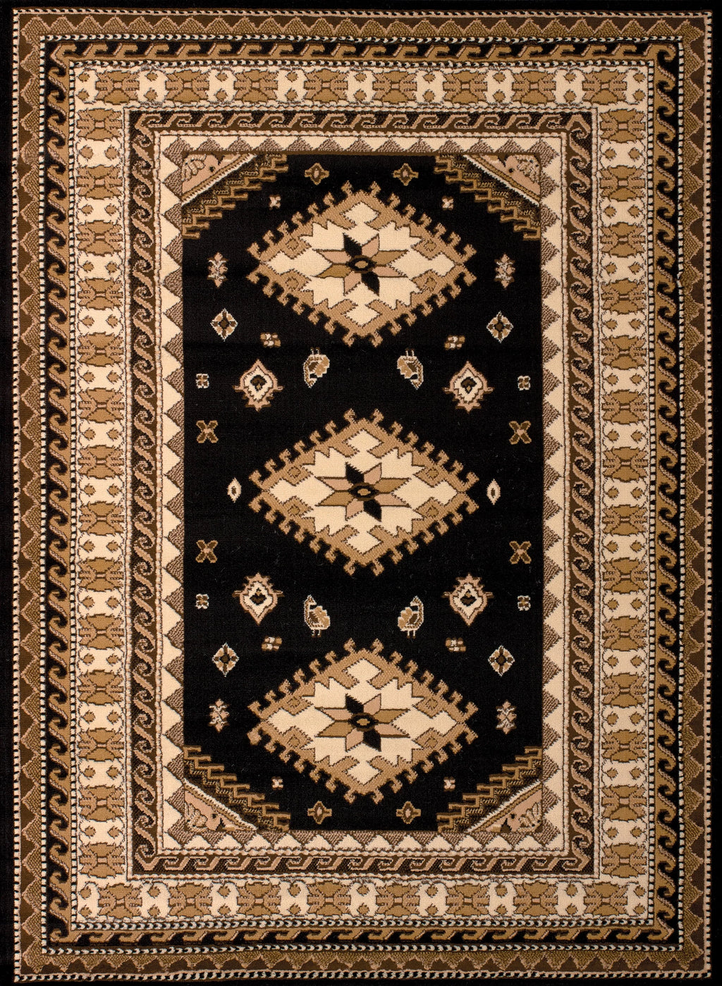 Black Bordered Area Rug N489