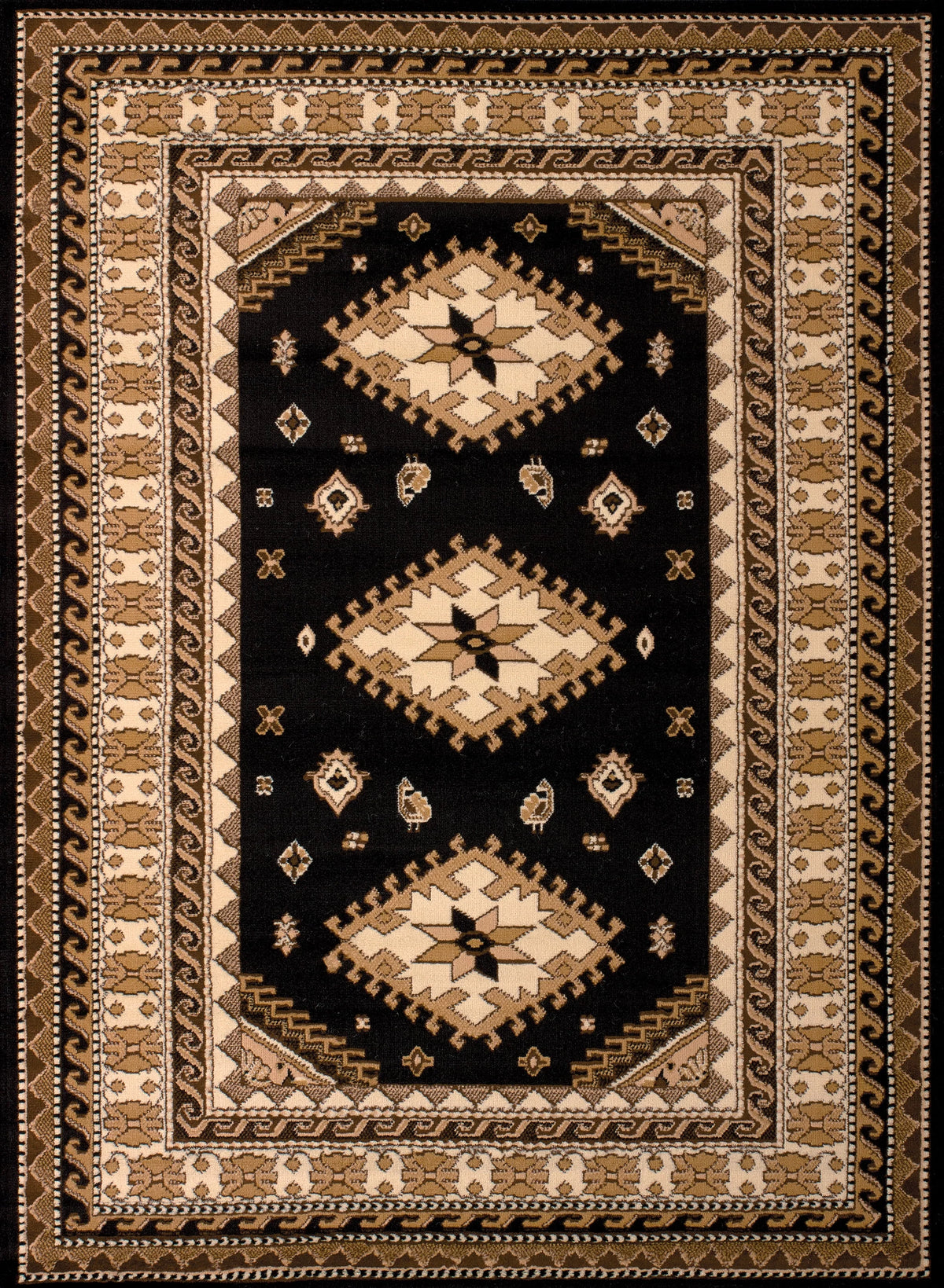 Black Bordered Area Rug N489