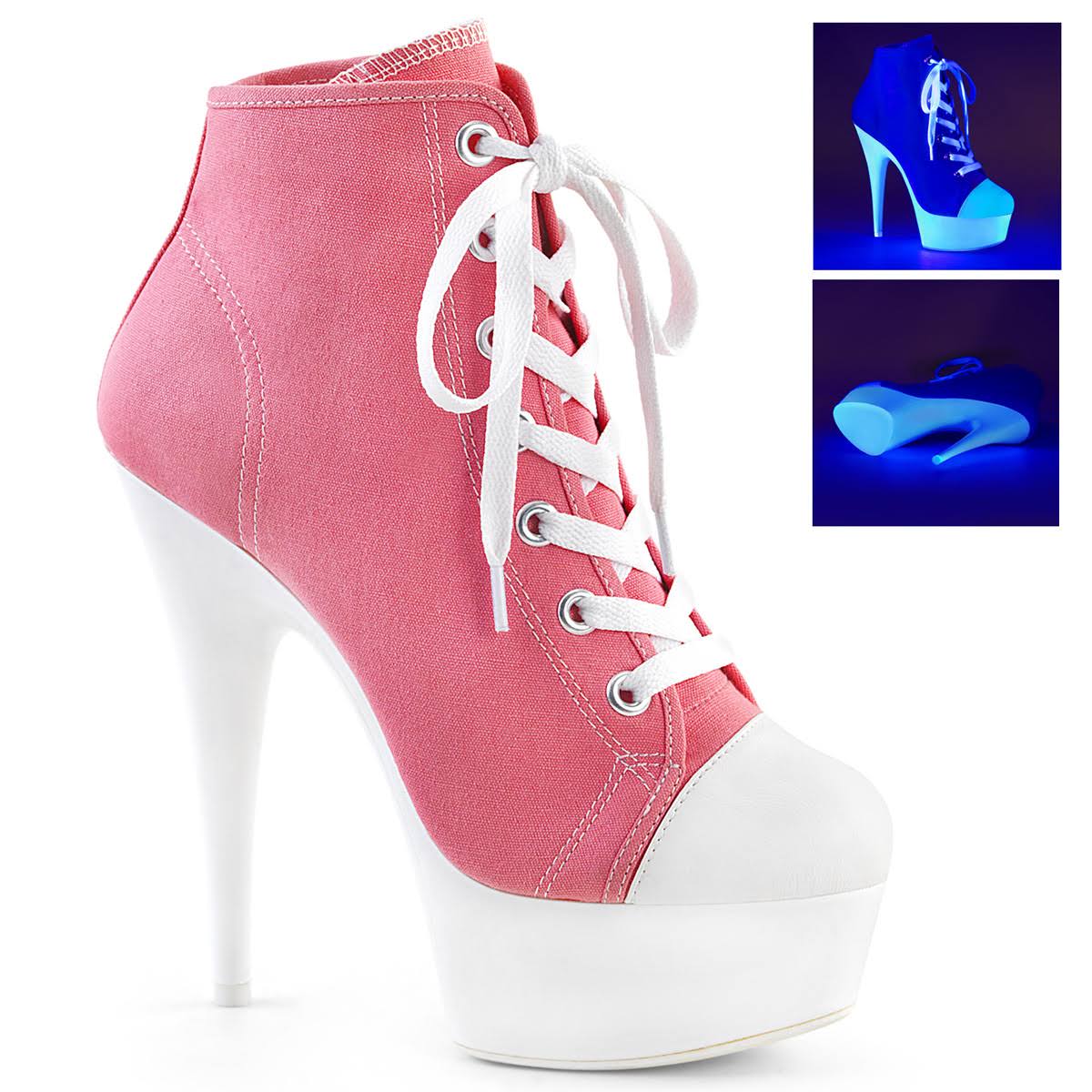 6 Pink Canvas Neon White Shoes U4908
