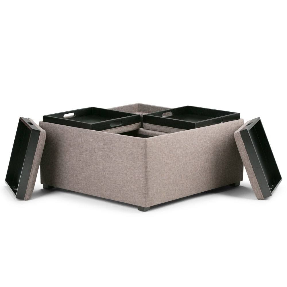 Distressed Black Square Table Ottoman M10605