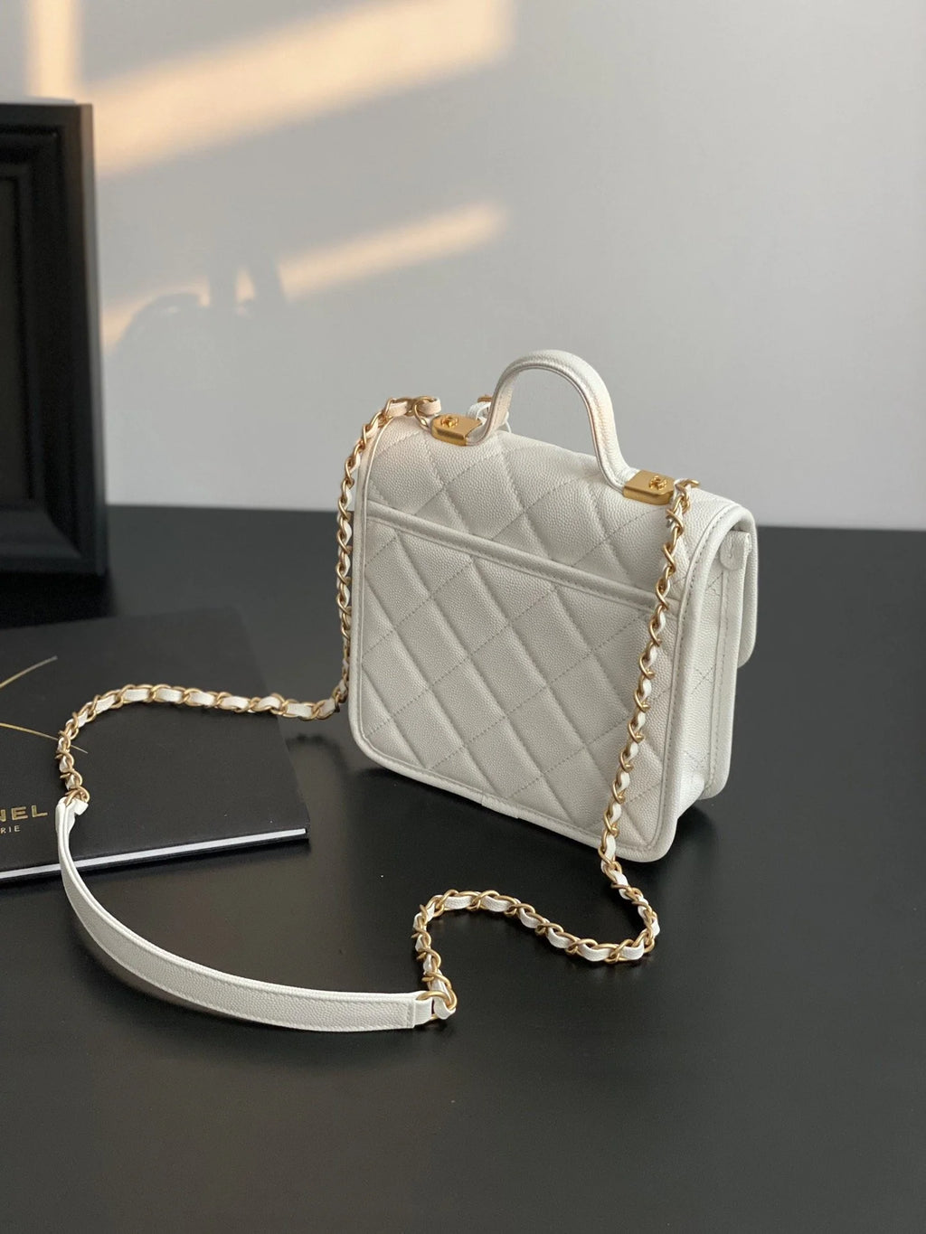 Small Flap Bag With Top Handle White K6060