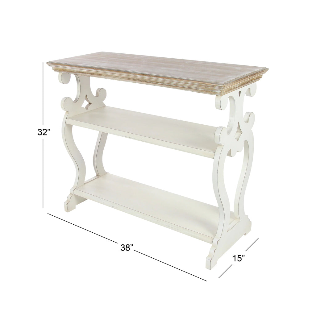 Farmhouse Decorative Console Table Ivory White 38"W V81998