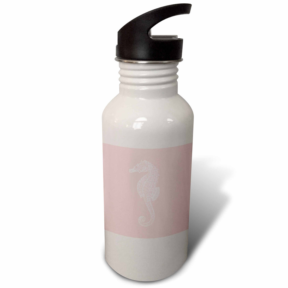 Coral pink Seahorse print 21 oz Sports Water Bottle M417