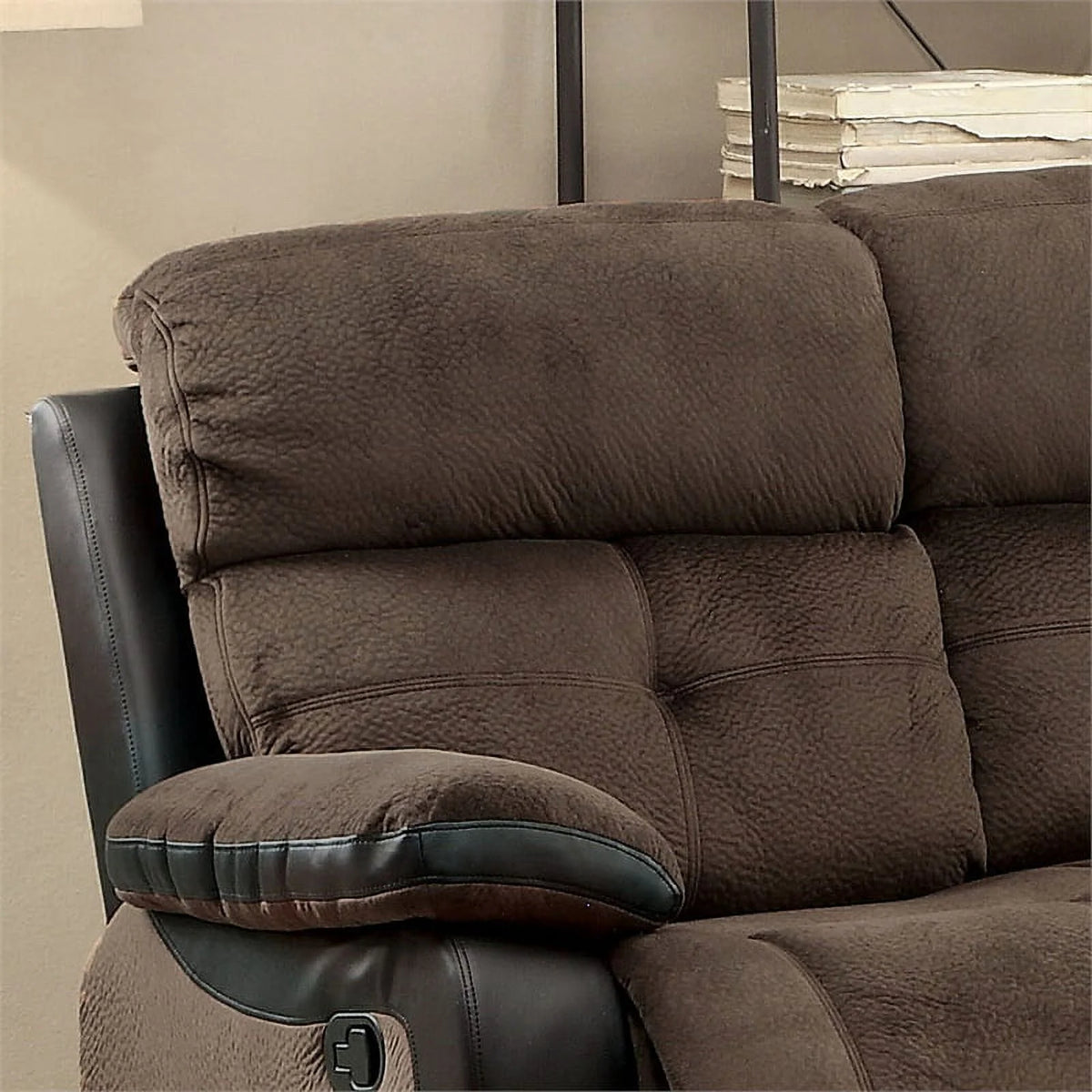 Faux Leather 2-Piece Sofa Set in Brown and Black N35409