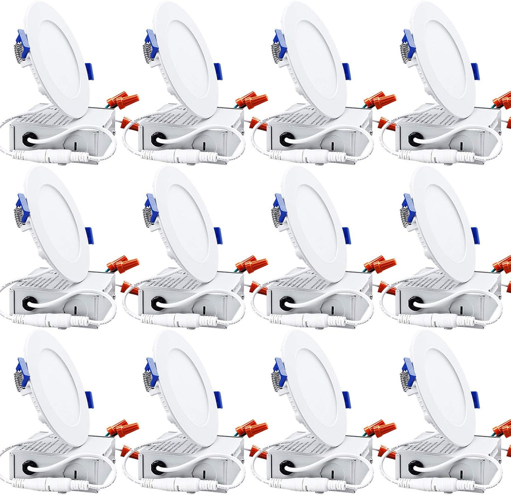 12-Pack 6 Inch LED Recessed Lighting with Junction Box, 4000K Cool White, Dimmable W137114