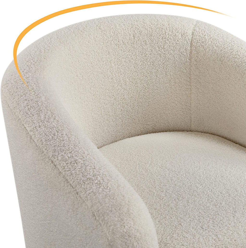 Ivory Faux Fur Barrel Chair I685