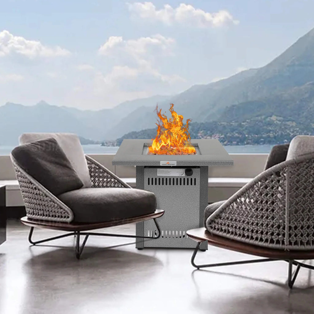 50000 BTU Propane Fire Pit Table with Lid & Lava Rocks H88929