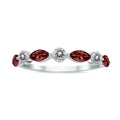 10K White Gold Marquise Garnet and Diamond Wedding Band G2991