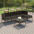 6 Piece Gray Poly Rattan Outdoor Sectional Sofa Set with Coffee Table G8370
