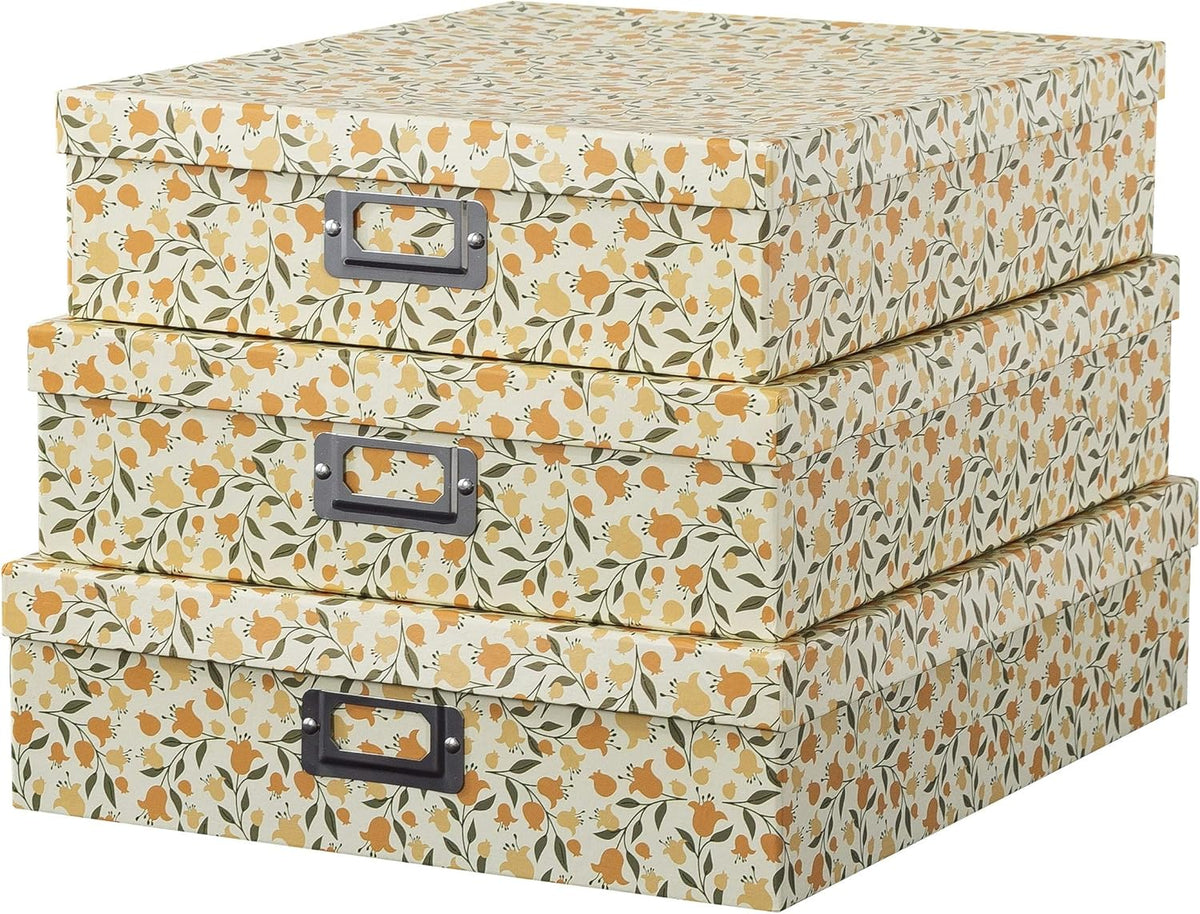 Decorative Storage Cardboard Boxes with Lids, Set of 3 W36473