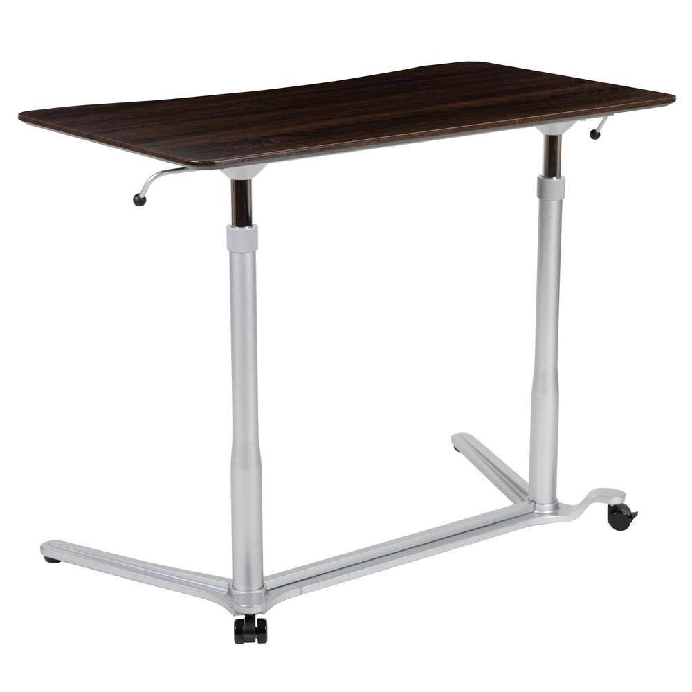 37.4 in. Rectangular Dark Wood Grain/Silver Adjustable Height Standing Desk I73990