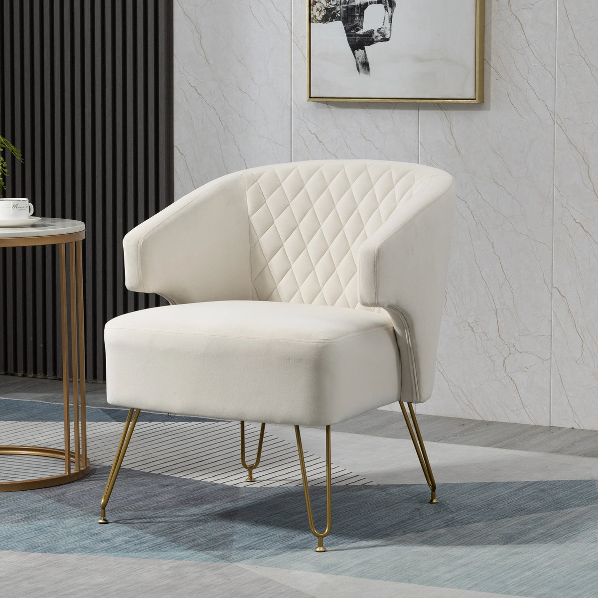 Mustard Velvet Tufted Accent Chair H743807