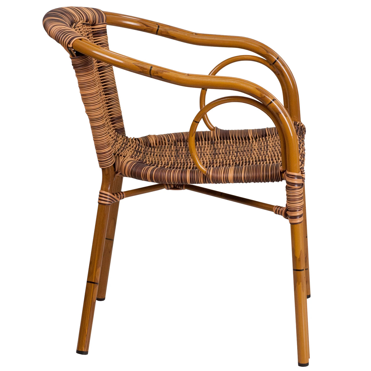 Brown Rattan Patio Chair with Dark Red Frame H7591