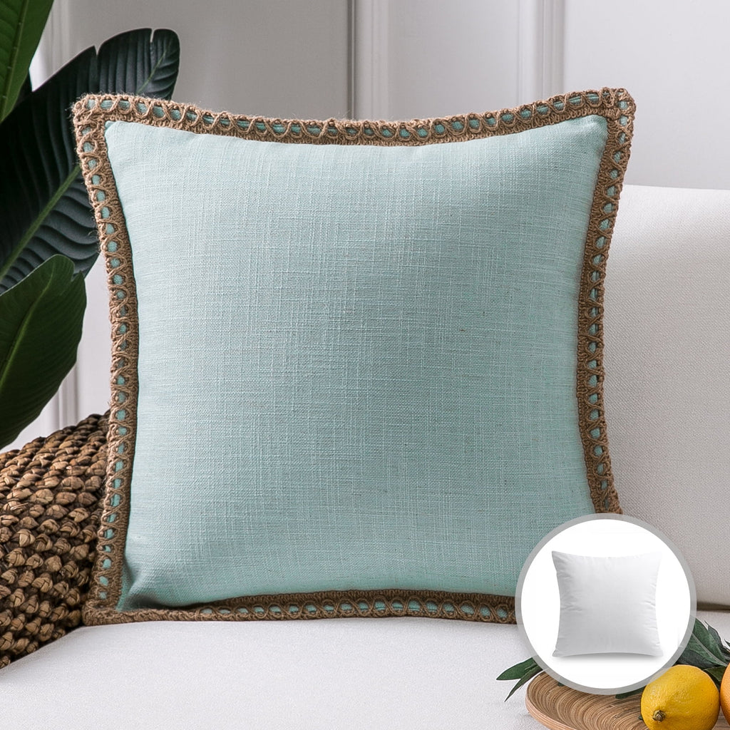 Light Blue Linen Throw Pillow, 18" x 18", 1 Pack S32500