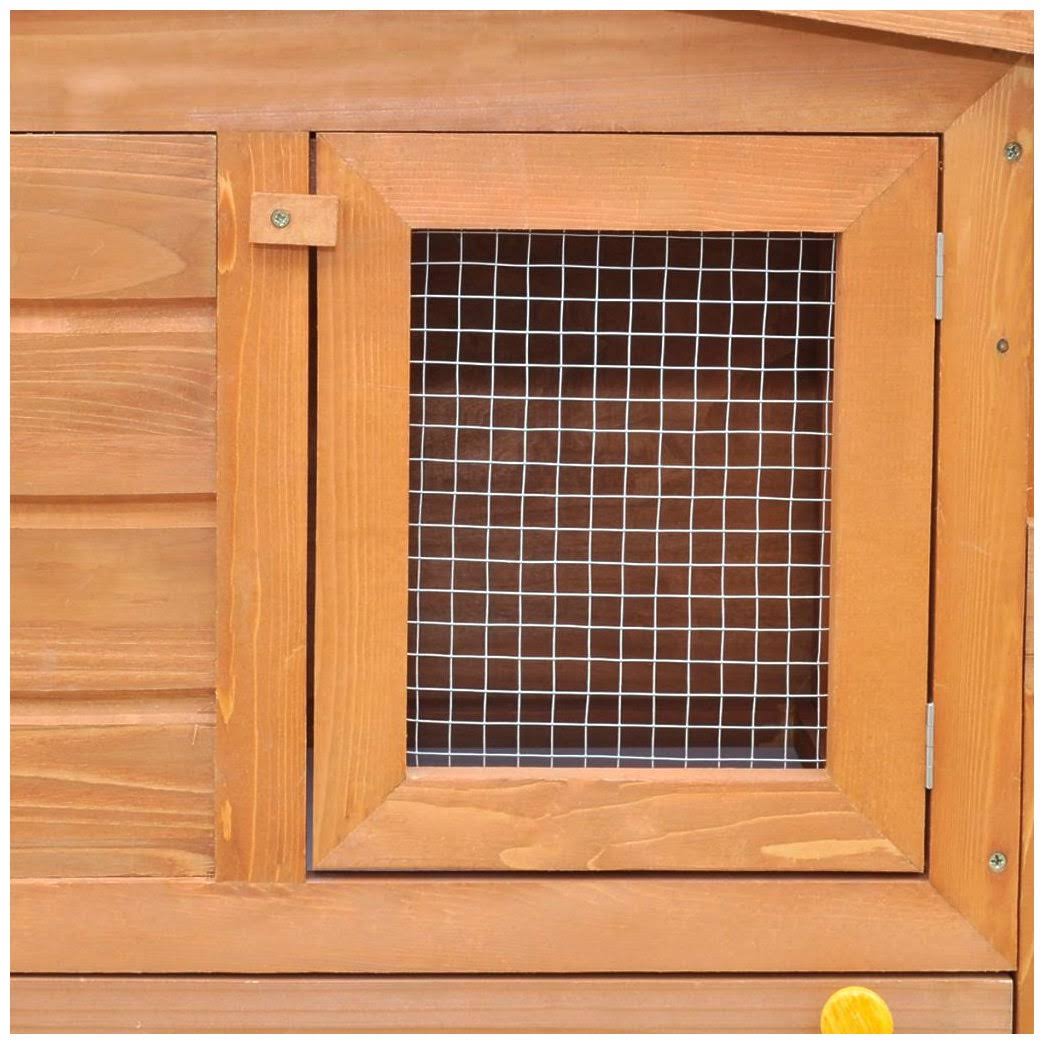 75 in. Wood Chicken Coop Small Animal House Rabbit Hutch Pet Cage with 2 Runs X897082