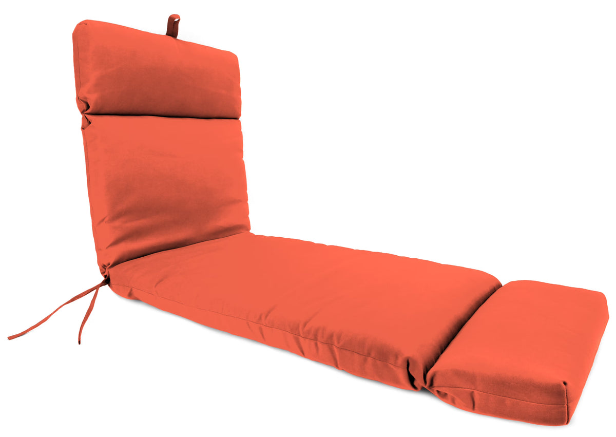 Melon Orange Solid Rectangular Outdoor Chaise Lounge Cushion with Ties and Hanger Loop M320