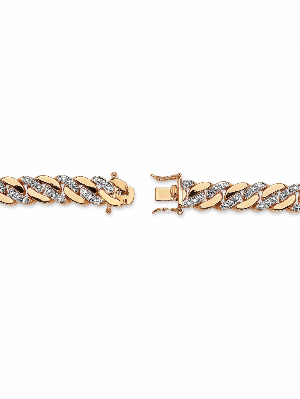 Yellow Gold-Plated Diamond Accent Curb-Link Bracelet 9.5" Z2658