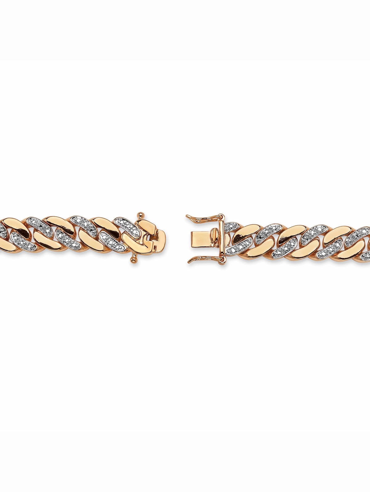 Yellow Gold-Plated Diamond Accent Curb-Link Bracelet 9.5" Z2658