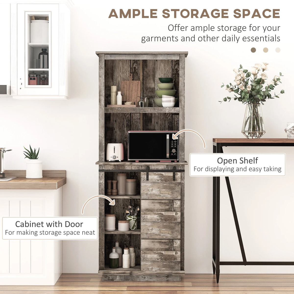 Rustic Kitchen Buffet with Hutch X410