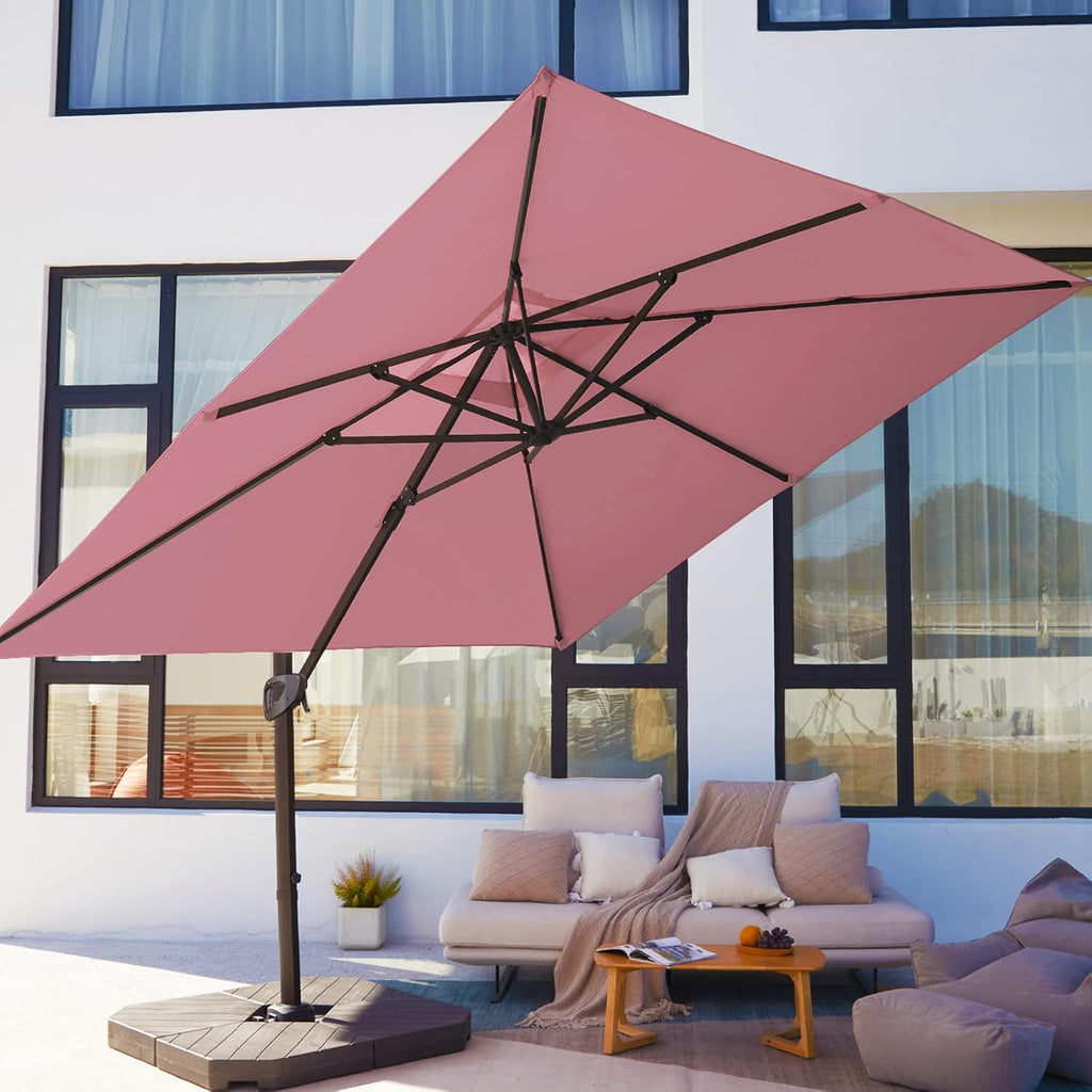 Beige 9x9 FT Square Cantilever Patio Umbrella with Aluminum Frame C50068