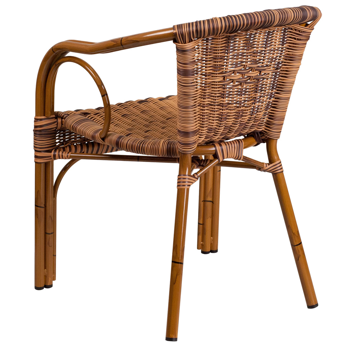 Brown Rattan Patio Chair with Dark Red Frame H7591