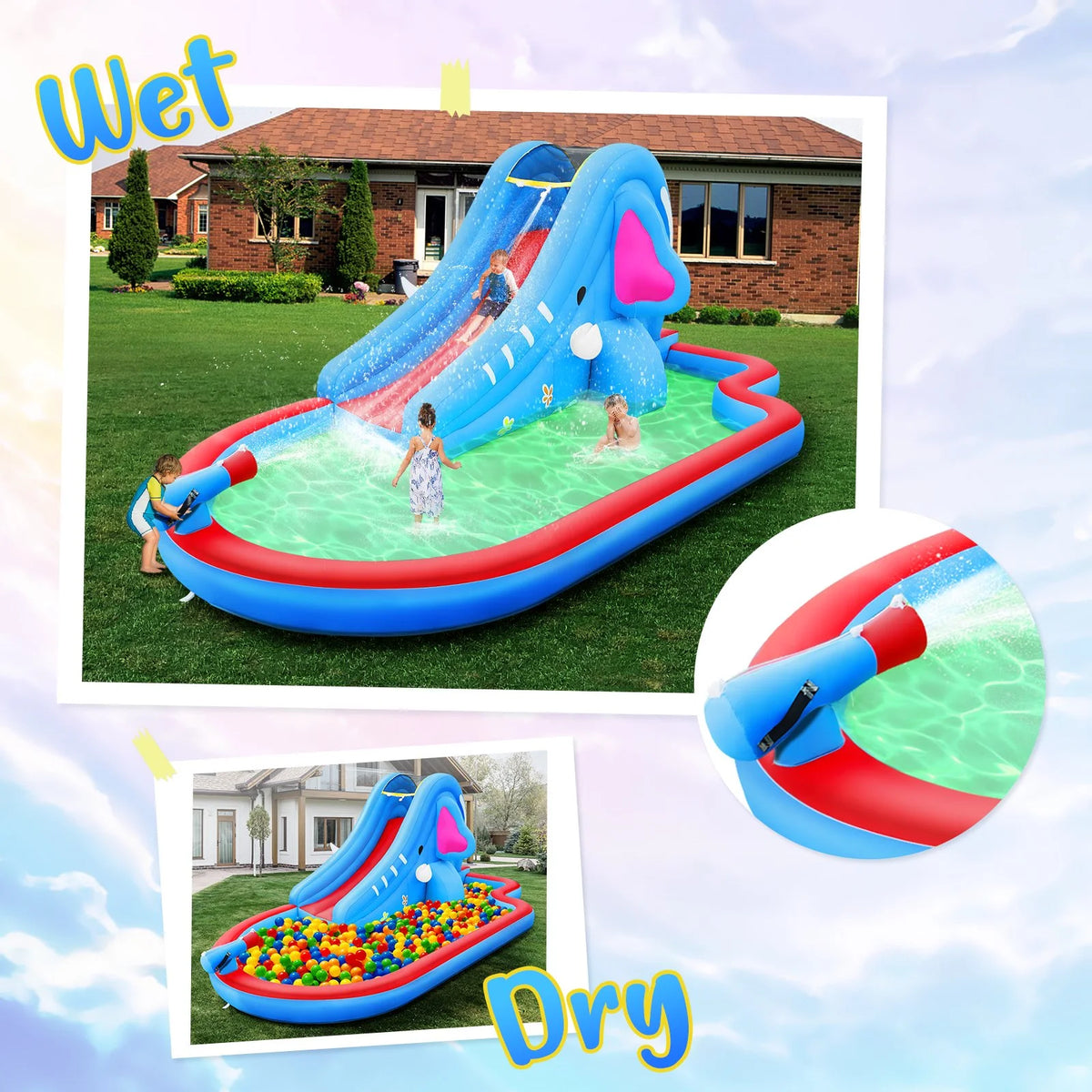 Inflatable Waterslide Bounce House with Splash Pool A265127