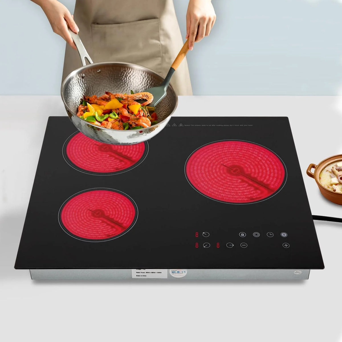 2600W 110V Portable Induction Cooktop 3 Burners Touch Control Countertop B938