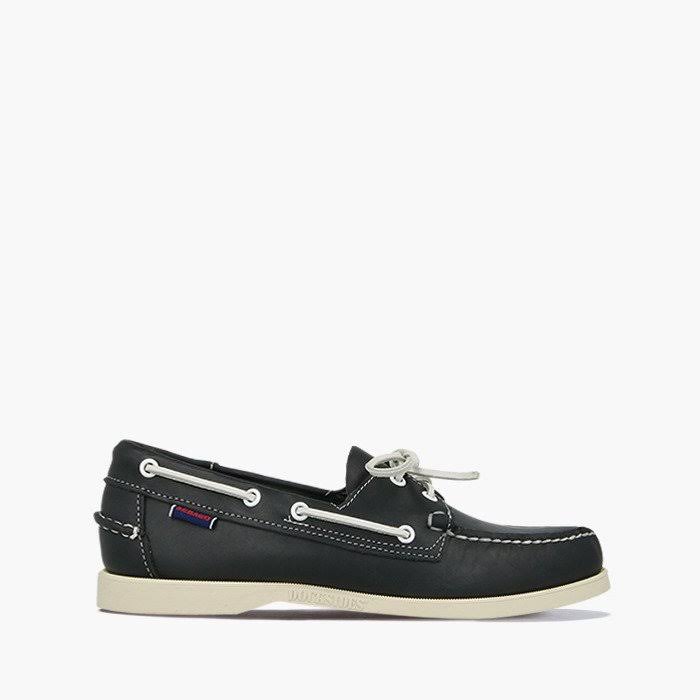 Blue Navy Leather Boat Shoes Q79729