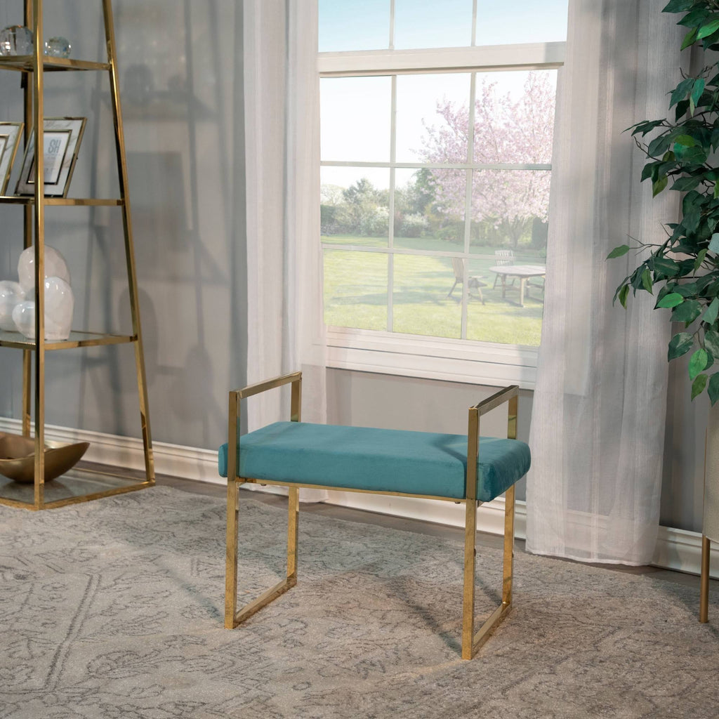 Gold/Teal Velveteen Bench F733